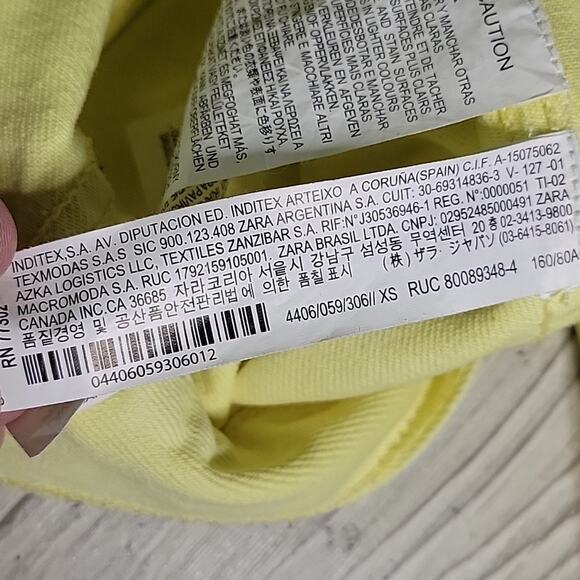 Zara Light Yellow Denim Jean Jacket Womens Size XS - Picture 9 of 10